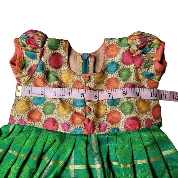 handmade green polka dot dress size around 18-24 months but see measurements - Picture 5 of 8